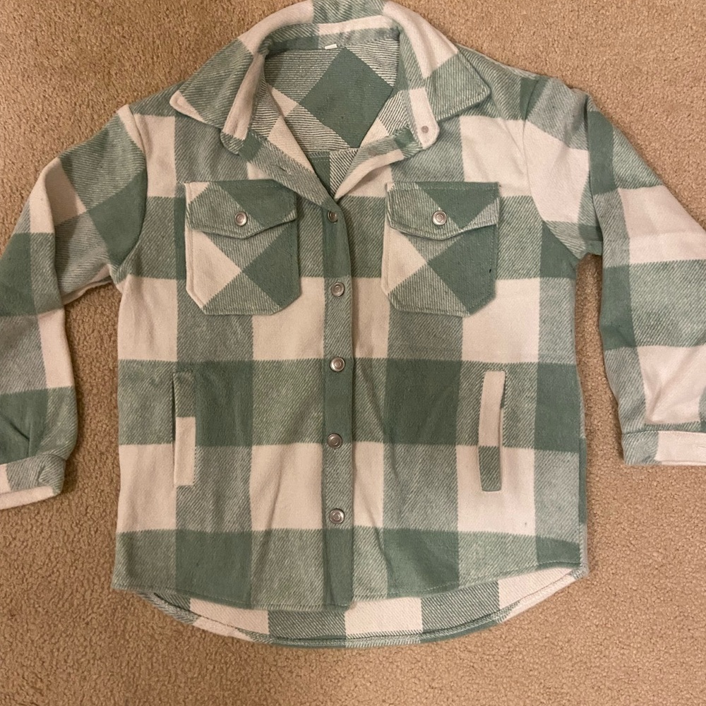 Mint green and white shacket!